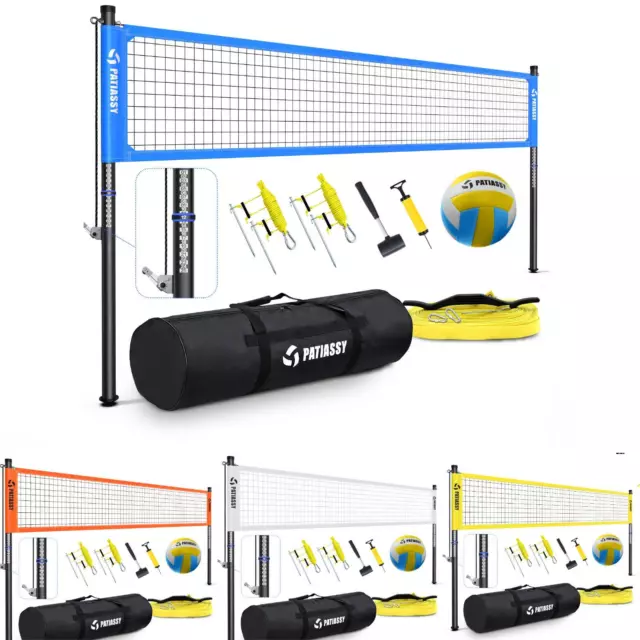 32'L x 3' H Portable Professional Outdoor Volleyball Net Set with Ball, Pump,Bag