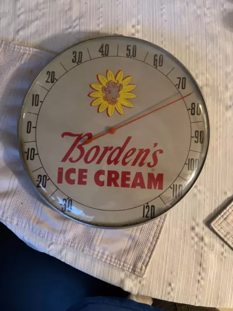 Borden's ice cream round Thermometer rare! by T. W.O'Connell