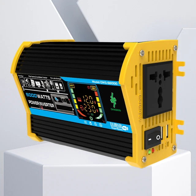 Inversor de automóvil de 6000 W CC 12V a CA 110V 220V convertidor de alimentación USB doble para tableta RV