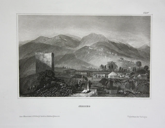 Jericho Palestina Oriente Middle East Vista View Incisione Acciaio 1840