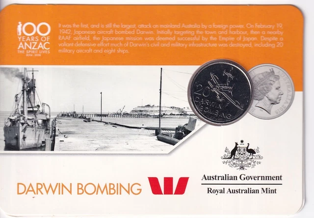 AUSTRALIAN 2016 20 Cent Wwi 100 Years Of Anzac Darwin Bombing Coin EUR australian-2016-20-cent-wwi-100-years-of-anzac-darwin-bombing-coin-eur