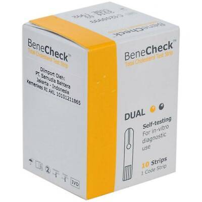 1 Caja benecheck Plus @ 10 tiras de prueba de colesterol-Exp 05/2023
