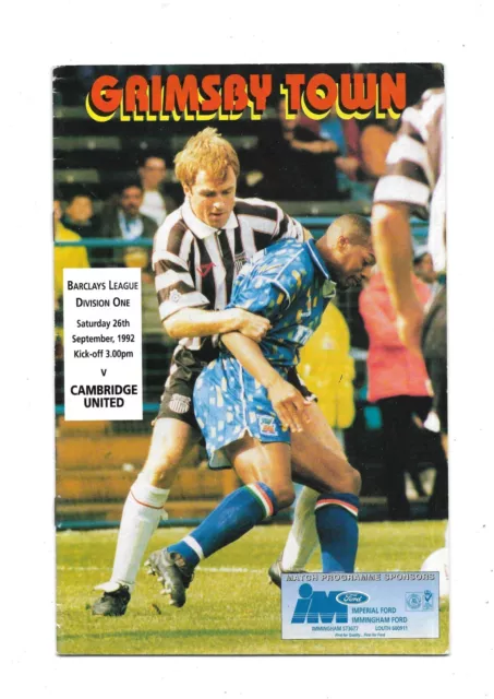 Grimsby Town V Cambridge United 26/09/1992 Division 1  (1)