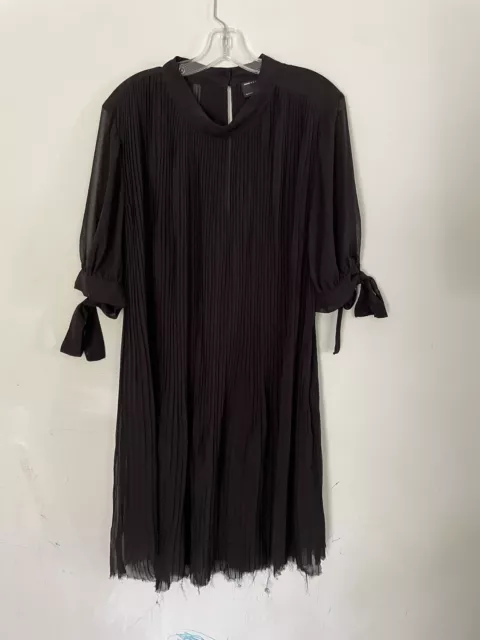 Asos Design Womens Black Pleated Flowy Dress, Size US 14