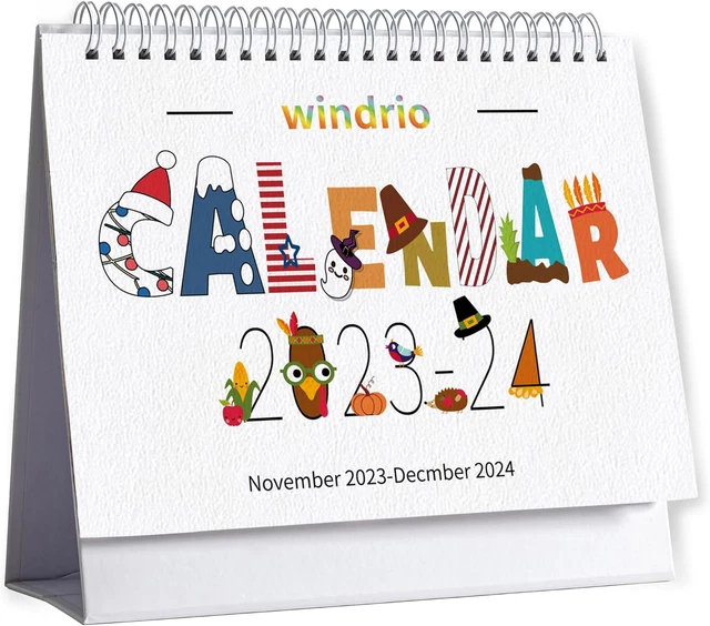 2024 DOODLE DESK Calendar Mini Standing Flip Calendar 14 Monthly, Nov