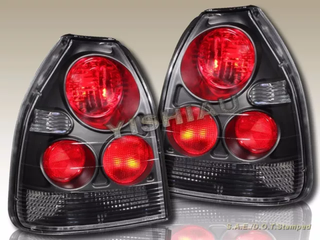 Fit for 96 97 98 99 00 Honda Civic EK CX/DX 3DR JDM Black Tail Lights Pair