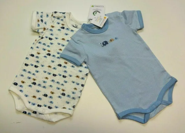 Baby Body 2-er Pack Sommer 62/68 Elefant Junge BIO Baumwolle Unterwäsche blau