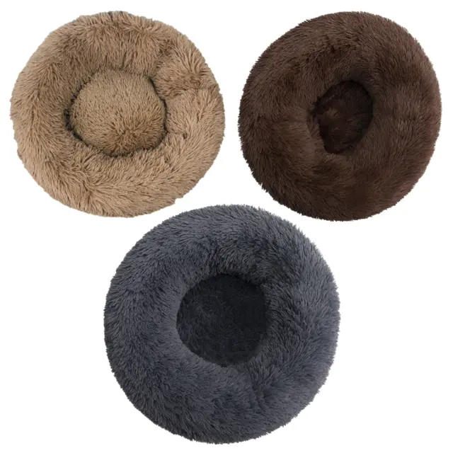 Dog Bed Donut Soft Round Plush Cat Beds For Calming Pet Washable