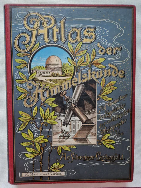 Antique german book Atlas der Himmelskunde Celestial Science Maps 1898 L. Weinek