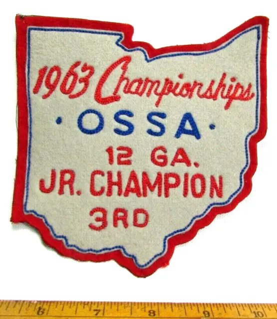 Vtg National Skeet Shooting Assn 1963 Ohio State Patch 12 Gauge Jr Champion 3rd