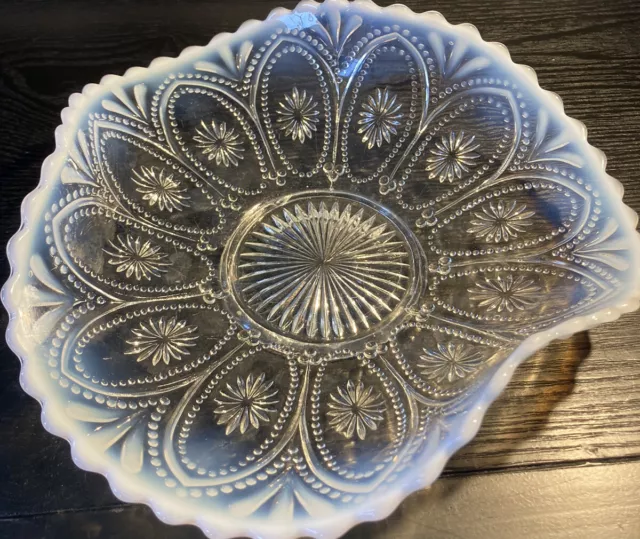 Vintage Northwood  Blue Opalescent Glass Dish