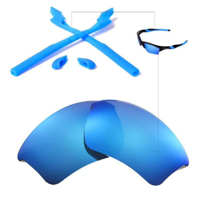 Neuf Wl Polarisé Glace Bleu Lentilles Et Caoutchouc Kit Pour Oakley Mi Veste 2.0