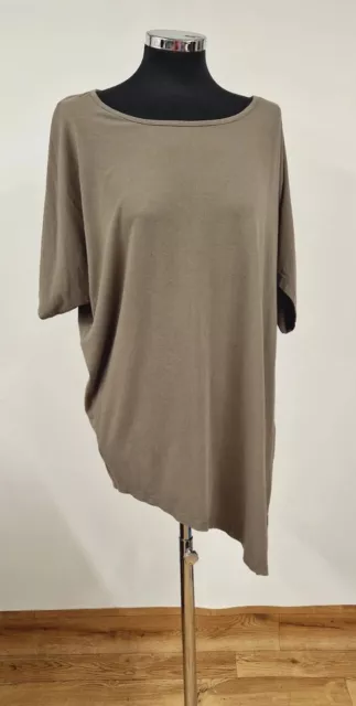 Elemente Clemente asymmetric top size 3 taupe grey beige stretch short sleeve