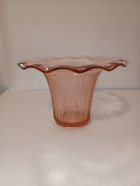 Vtg Anchor Hocking Pink Mayfair Sweet Pea Vase Depression Glass