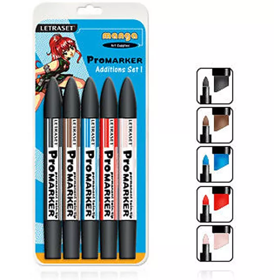 Letraset Promarker 5 Marker Pen Set - Manga Additions 1