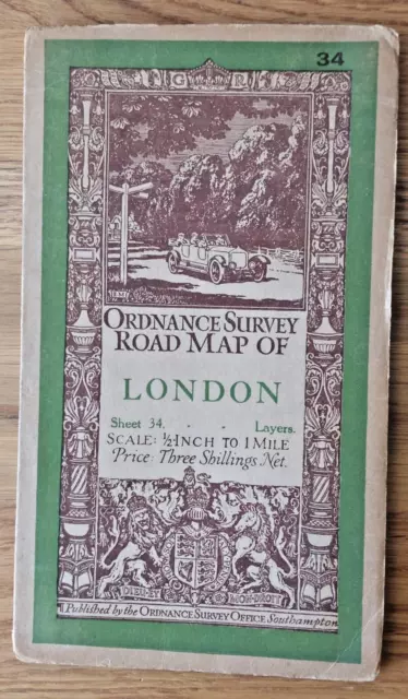 Ordnance Survey half inch layered map of London. Sheet 34. 1926