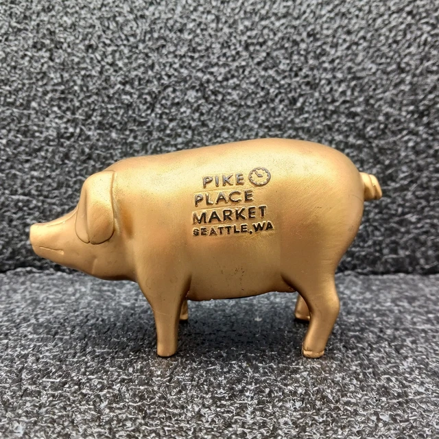 Vintage Rachel the Pig Gold Painted Small Piggy Bank Pike Place Seattle WA