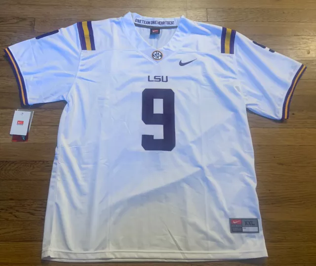 Joe Burrow LSU Tigers Stitched College Jersey Home White Size XXL NWT