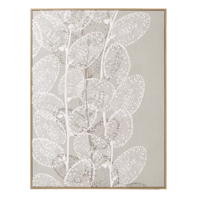 Amalfi Embroidered Leaves Wall Art Wall Decor Home Living Room Natural 60x80x5cm