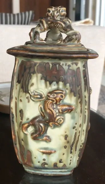Royal Copenhagen Danish Stoneware: Bode Willumsen Covered Jar Vase, Sung Glaze