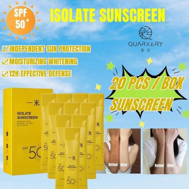 20 piezas Protector solar aislado Spf 50+ crema solar facial crema corporal UV Protectio O9C0