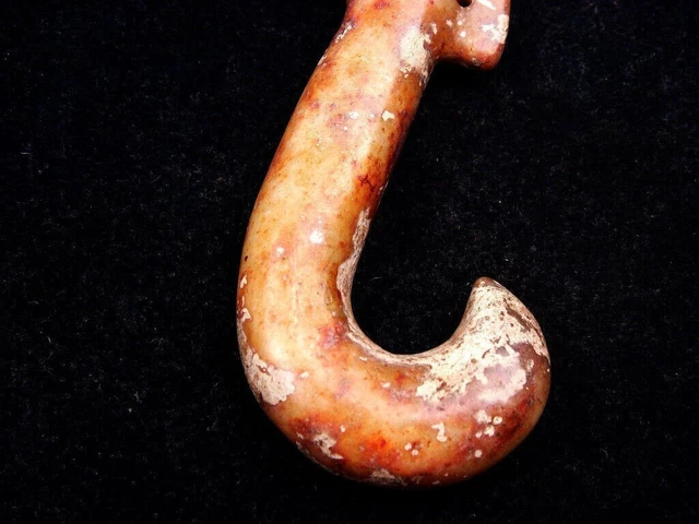 Old Nephrite Jade Stone Carved HongShan Culture Ancient Curly Phoenix #03172303 3
