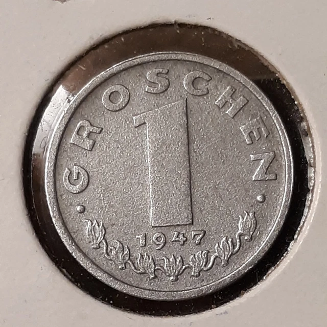 1947 Austria 1 Groschen coin , Imperial Eagle With Austrian Shield , Europe 3