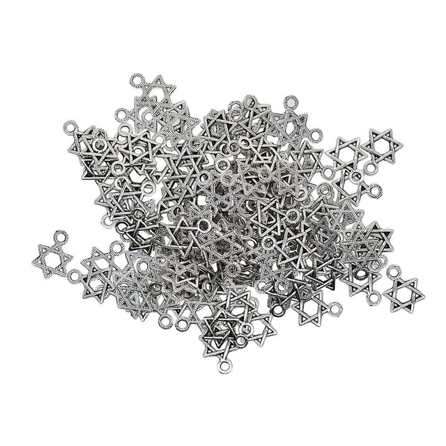 100 Stück tibetischen Silber Davidstern Schmuck machen Charme Anhänger