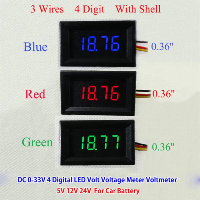 DC 0.0-33.0V 4 Digital LED Volt Voltage Meter Voltmeter 5v 12v 24v Car Battery R