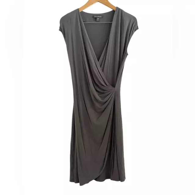 Tommy Bahama Tambour Faux-Wrap Dress Grey Stretchy Faux Size Medium