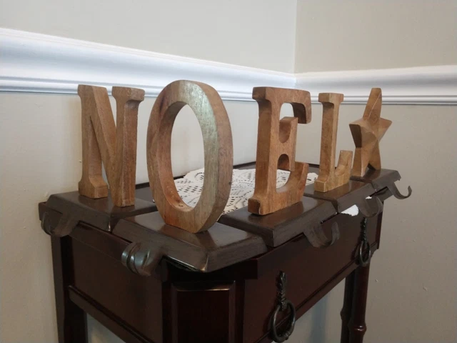 Set of 5 Wood and Metal 5.5" Noel Star Letter Christmas Stocking Hangers Holders