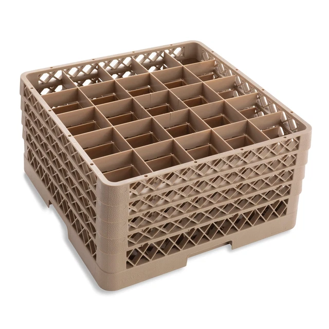 Traex TR6BBBB Beige 25 Compartment Glass Rack with 4 Extenders