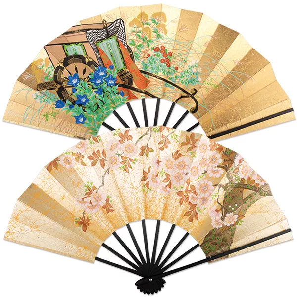 Kyoto Oro Sensy Japonés Abanico Plegable Reversible Hanaguruma Sakura Japan