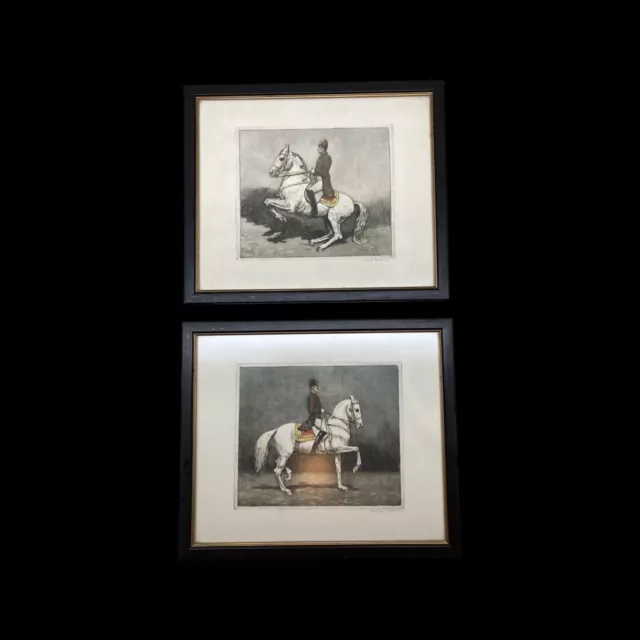 Pair Listed Austrian Artist Leopold Hofmann, Rare Original Color Etching Signed