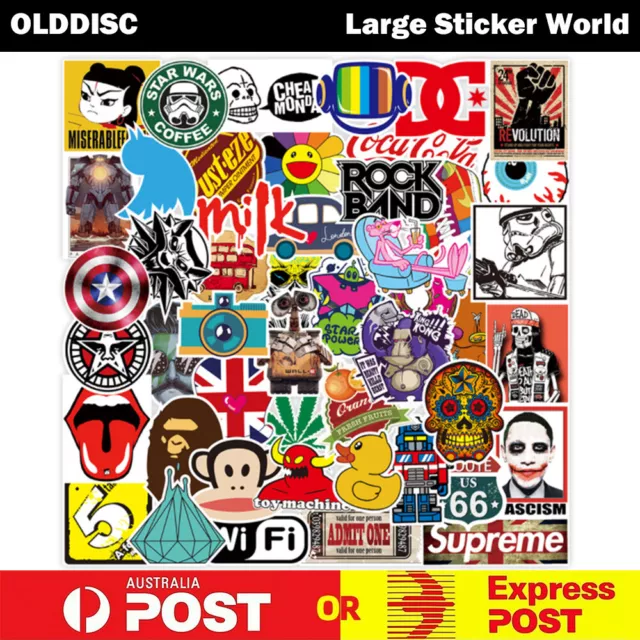 50 100 200 300 Bulk Random Skateboard Vinyl Sticker Phone Luggage Bomb Lot Santa