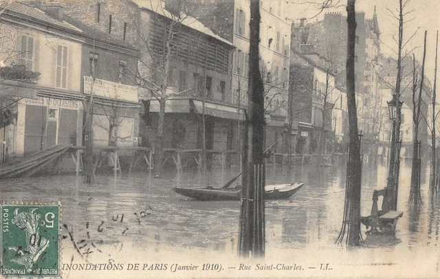 Cpa 75 Inondations De Paris Rue Saint Charles