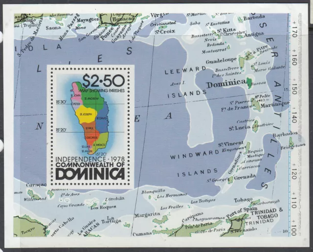 Dominica: Sc #607 SG #MS631 $2.50 Map Stamp Souvenir Sheet 1978 MNH