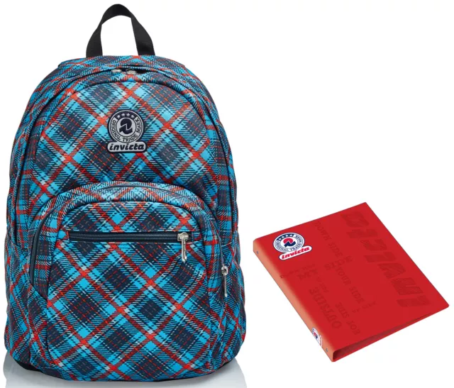 ZAINO FORMAT INVICTA Tartan Blu Doppio Scomparto Scuola Tempo Libero EUR 49 00 PicClick IT