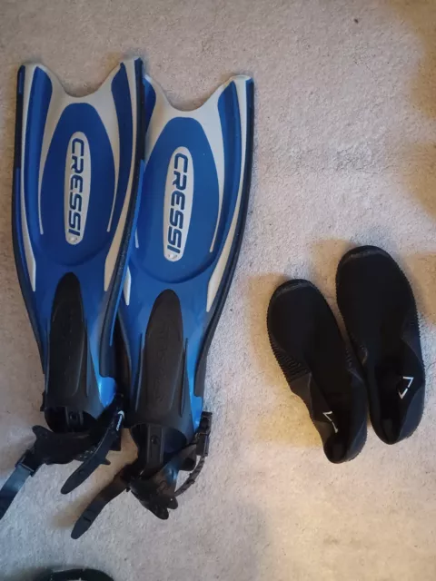 Cressi Pluma Scuba Diving Snorkeling Fins Size 13-14 Blue