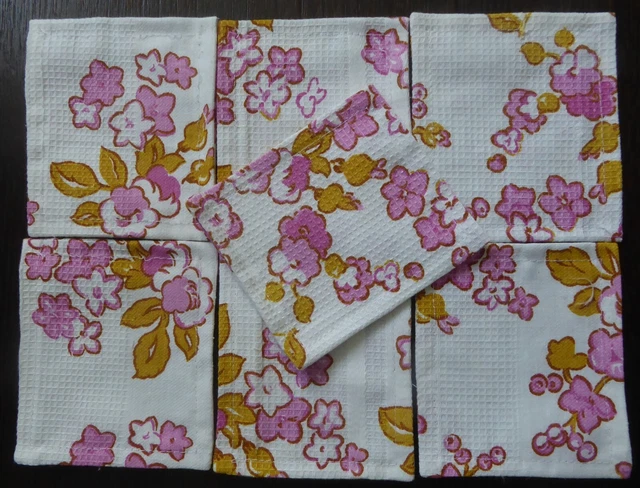 Lot de 7 lingettes en tissu coton lavables motifs petites fleurs