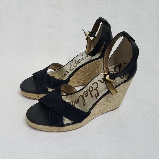 Sam Edelman Brenda Suede Leather Brown Espadrilles Wedges Size 9.5