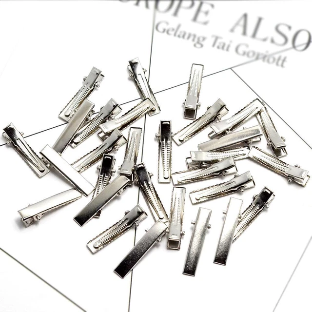 30 / 100Pack Flat Single Prong Alligator Pinces À Cheveux Blancs DIY 32mm 30pcs