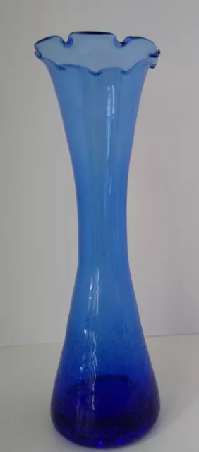 Vintage Cobalt Blue Crackle Glass Bud Vase EUC BEAUTIFUL ❤️
