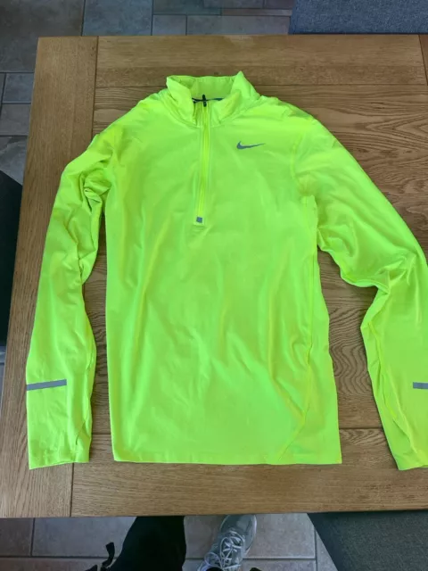 Nike Running Men’s Volt Green Yellow Half Zip Small Dri Fit