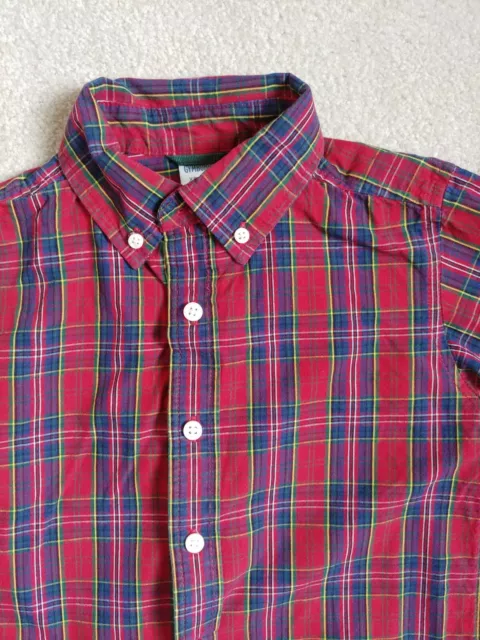 XS 3-4T BOYS Gymboree Holiday Red Plaid Button Down Dress Shirt Long Sleeve 