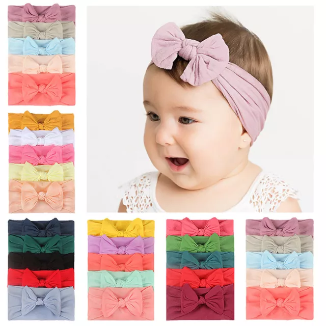Girls Baby Toddler Turban Headband Hair Band Bow 5PCS Accessories Headwear
