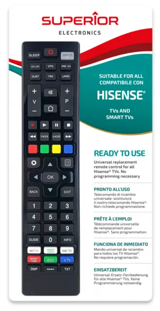 Fernbedienung für alle HISENSE TV Smart TV ab Jahr 2000 - SUPERIOR - NEUWARE