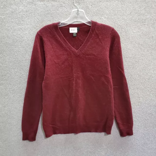 Charter Club Women Sweater Medium Red Luxury Cashmere Long Sleeve V Neck