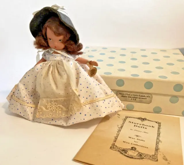 Nancy Ann Story Book Doll, Mary Had a Little Lamb 152, W/Box, Tag, Brochure