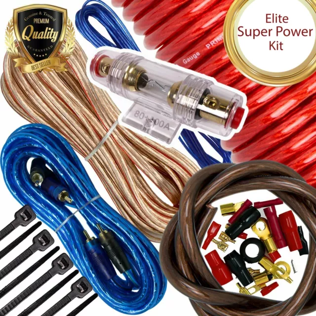 2500W SX 4 Gauge Amp Kit Amplifier Install Wiring Complete 4 Ga Car Wires Red
